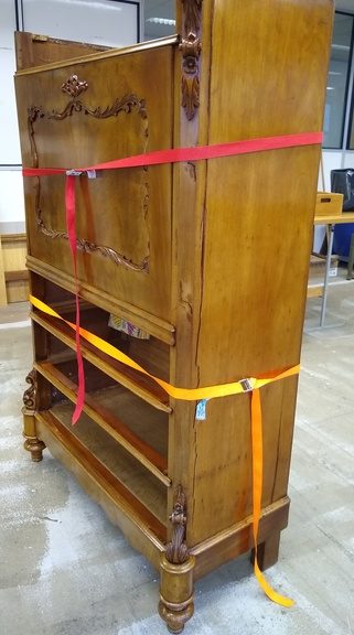 Mahonie klepsecretaire met gescheurde zijkant